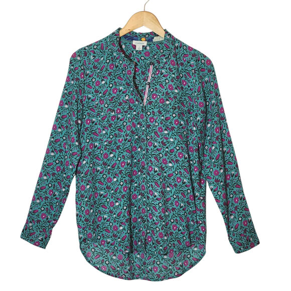 Sundance Floral Joy Button Down Shirt Long Sleeve Blue Purple Green Boho Size S - Picture 15 of 15